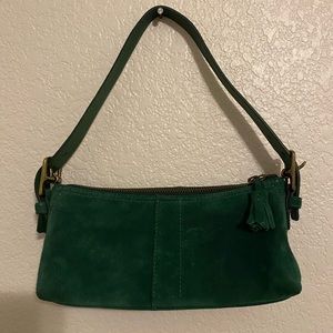 Small green Coach baguette bag